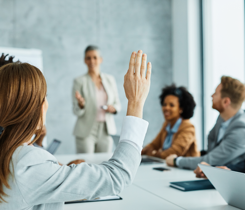 wise website design frequently asked questions woman raising hand